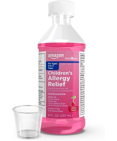 Amazon Basic Care Children's Allergy Relief Oral Solution - Diphenhydramine HCl Antihistamine - Cherry Flavor - 8 Fl Oz (Pack of 1) - Ages 6-11 Years - Buy Online on GoSupps.com