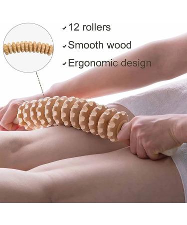 Premium Wood Massage Roller - Perfect Back Neck & Body Massager with Handle for Ultimate Relaxation | Ships Internationally - Buy Online on GoSupps.com