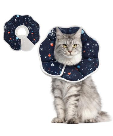 Supet Rewrise cat adjustable hinged frenkin collar restoring collar collar Cone after surgery and injuries (cosmic s) s (neck: 14-23cm) cosmic