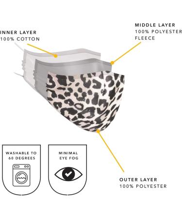 Three-Layer Washable Reusable Leopard Pattern Face Masks - Soft Cotton Comfort - Size L - Buy Online on GoSupps.com
