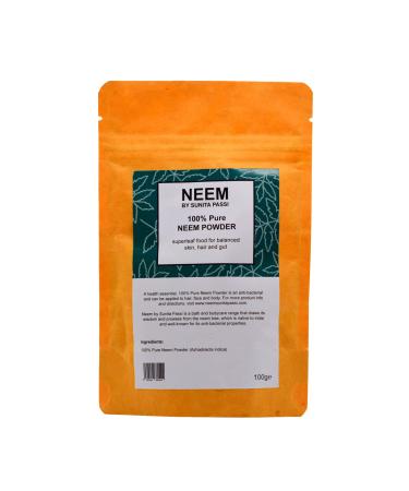 NEEM Sunita Passi - 100% Pure Ayurvedic Neem Powder 100g - Multi-Use Powder for Skincare Haircare Healthy Gut & Improved Digestion - Ayurveda Products