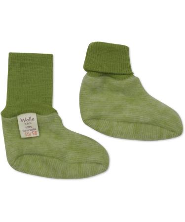 Cosilana Organic Baby Fleece Booties - 60% Wool, 40% Cotton - Non-Slip Soles - UK 17 Green Melange - Buy Online on GoSupps.com