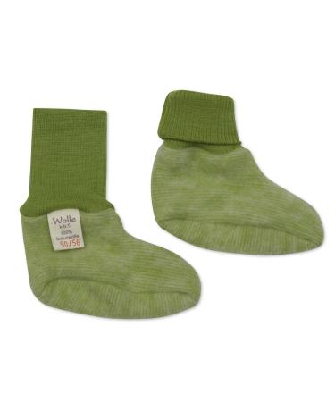 Cosilana Baby Fleece Booties 60% Wool (Organic) 40% Cotton (Organic) (Non-Slip Soles for Sizes EU 62/68 and Up) 3-6 Months Green Melange