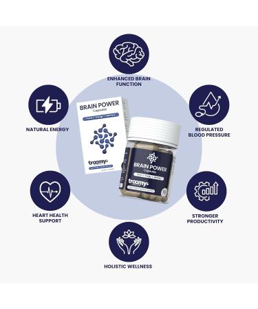 Troomy Brain Power Supplement - Enhance Focus & Memory with Citicoline Lion's Mane & Cordyceps | 60 Capsules for Optimal Brain Function - Buy Online on GoSupps.com