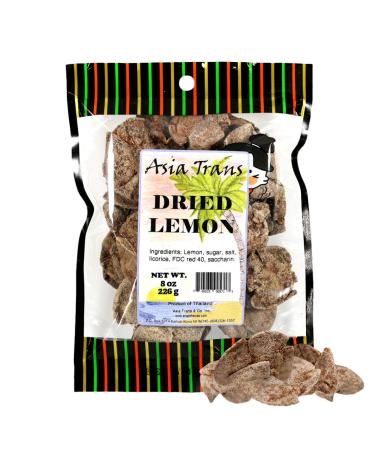 Asia Trans & Co. Dried Preserved Whole Lemon - Dehydrated Fruit Peel Snacks - Whole Lemon Crack Seed Slices - Sweet, Salty & Tart Citrus Flavor - Li Hing Mui Preserved, Asian-Style Dry Candy Packs