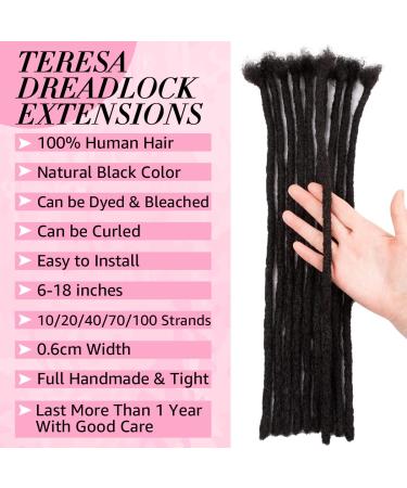 Teresa Small 6 Inch 70 Strands Human Hair Dreadlock Extensions - Handmade Permanent Locs for Men, Women, Kids - 0.6cm Width - Can be Dyed and Bleached - JiaJia Hair - Buy Online on GoSupps.com