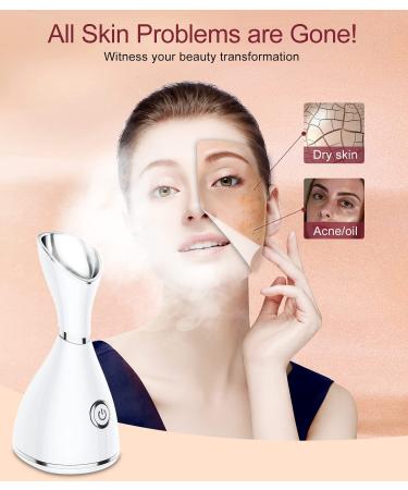 Professional Facial Steamer for Deep Cleaning and Skin Care - Home Spa Warm Ionic Mist Atomizer for Women - Unclog Pores, Moisturize, and Sinus Relief - Includes Bonus Hairband and Stainless Steel Kit (White/Silver) - Buy Online on GoSupps.com