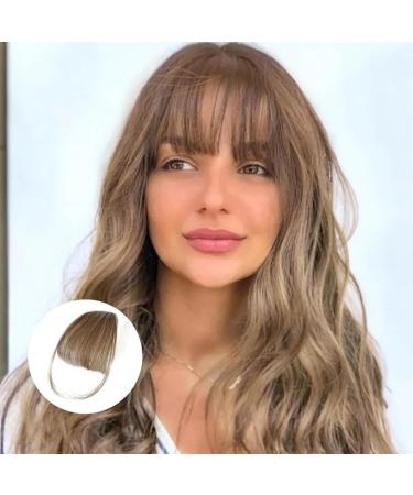Ristyur Bang Extensions Clip Human Hair French Bangs Clip on Fake Bangs Fringe | Clip on Air Bangs Neat Bangs Hair Extension Natural Color Fringe Hairpieces Hair Bangs for Daily Wear Light Brown - Buy Online on GoSupps.com