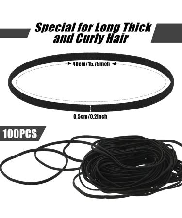 Dingion 100 Long Hair Elastics for Thick Curly Hair | Elastic Ponytail Holders for Box Braids | No Metal Bands | 15.8 Inch Black | Women Men Girls - Buy Online on GoSupps.com