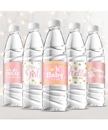 80 Pieces Baby Shower Water Bottle Labels Shower Water Bottle Stickers Wrappers Waterproof Baby Shower Labels for Baby Shower Party Decoration