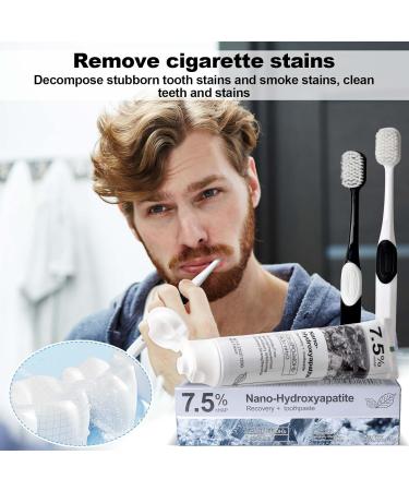 Naapesi Hydroxyapatite Toothpaste with 2 toothbrushes for sensitivity mint without fluoride white toothpaste fresh breath promotes oral health 120 g 1 piece - Buy Online on GoSupps.com