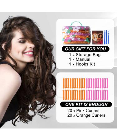 40pcs Spiral Hair Curlers for Long Hair | No Heat Curlers 22inch | Magic Curls Rollers with Styling Hooks | Heatless Styling Kit - Buy Online on GoSupps.com