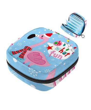 Women's napkin storage pocket Christmas snowflake flamingo funny menstrual cup portable women's bandages storage bags female menstruation first period bag color 5