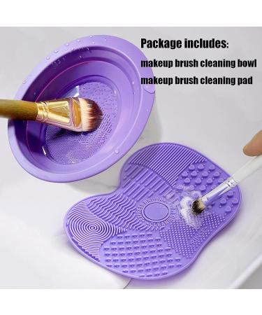 Silicone Makeup Brush Cleaning Mat - Foldable Brush Cleaner Pad for Makeup Sponge, Powder Puff - Purple - Buy Online on GoSupps.com