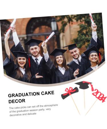 COOLHIYA 12pcs 2024 Graduation Season Cake Insert Graduation Cake Toppers Graduation Party Decorations Top Hat Graduation Dessert Toppers Cupcake Decorations Paper Cup Insert Card Red 9.50X6.00X0.20CM - Buy Online on GoSupps.com