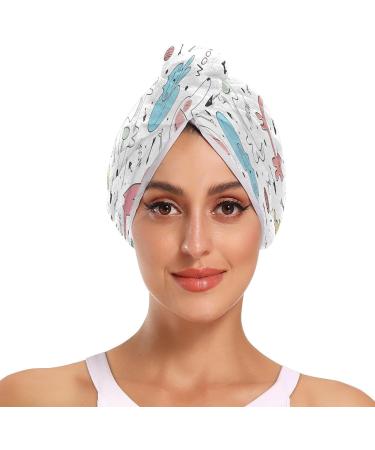 Shop Doodle Lovely Animals Dry Hair Cap Set - Quick Drying Super Absorbent Soft & Comfortable Towel with Button Headband | International Shipping Available - Buy Online on GoSupps.com