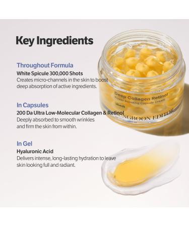 SUNGBOON EDITOR Deep Collagen Retinol Capsule Cream | For Fine Lines and Dry Skin | White Spicules + Collagen + Retinol | Korean Skincare 1.69 fl.oz | Valentines Day Gifts for Woman - Buy Online on GoSupps.com