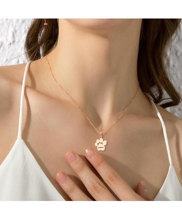 Exlarify Personalized Paw Print Memorial Necklace | Custom Dog Lover Jewelry | Pet Memorial Gift | Mother's Day Ros Gold Necklace - Buy Online on GoSupps.com