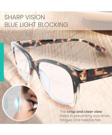 Tortoise Retro Square Blue Light Readers for Women - Stylish & Durable Reading Glasses for All Face Shapes - 2.25x Vision Enhancement - Buy Online on GoSupps.com