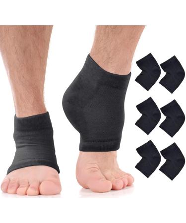 Moisturizing Socks for Mens Cracked Heels - Moisturizer Heel Sleeves to Smooth & Soften Rough Cracked Heels & Dry Feet. Large Aloe Moisturizing Heel Socks with Lotion Infused Gel Socks (XL - 3 Pairs)