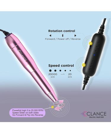 CLANCE Electric Nail Drill - Professional Manicure Pedicure Tool for Natural & Acrylic Nails | 11 Multifunction Drill Bits + 100 Sanding Bands Included (Rose) - Buy Online on GoSupps.com