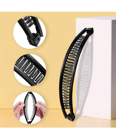 3 Piece Black Banana Clips Set for Women - Hair Grip Comb and Ponytail Holder Accessory - Buy Online on GoSupps.com