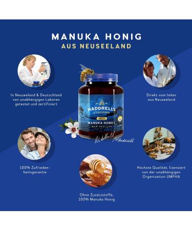 Haddrell's of Cambridge Manuka Honey | UMF 22+/MGO 970+ | Natural Premium New Zealand Manuka Honey | 250 Grams - Buy Online on GoSupps.com