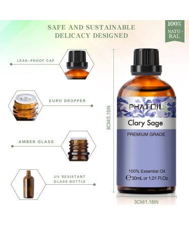 PHATOIL Clary Sage Essential Oil 30ML - Premium Grade for Diffusers, Aromatherapy, and Candle Making - Buy Online on GoSupps.com
