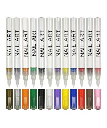 12Pcs Nail Art Pen Set Nail Dotting Pen Drawing Painting Liner Pen for Nail Art Liner Manicure Tool Fashionable Nail Pen