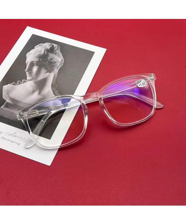 DOOViC Blue Light Filter Reading Glasses - Square Frame Large Lenses Prescription 024 Transparent (2.75x) - International Shipping Available - Buy Online on GoSupps.com