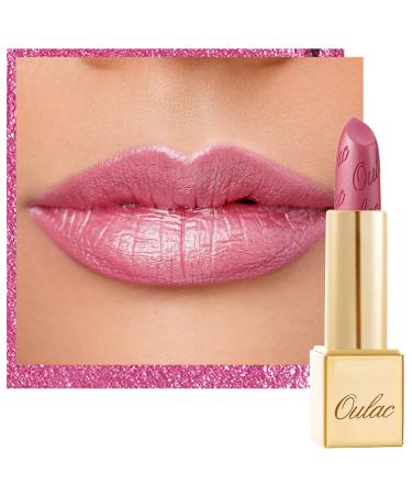 Oulac Metallic Pink Lipstick for Women Moisturizing Creamy Formula Long Lasting High Impact Lipcolor Vegan & Cruelty-Free Full-Coverage Lip Makeup 4.3 g/0.15 oz (HIP & HIPPIE(11)) Hip & Hippie(11) Metallic Rose