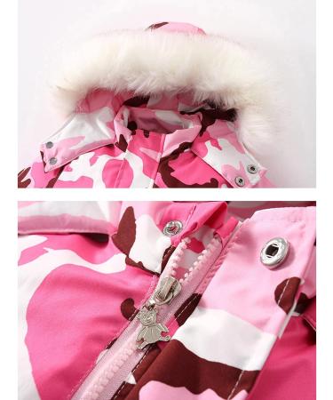 Kids Winter Snowsuit | Waterproof Hooded Fleece Romper | Pink | 2-3 Years - Buy Online on GoSupps.com