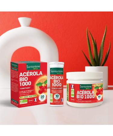 Santarome - Ac rola Bio 1000 - Compl ment alimentaire tonifiant - R duit la fatigue - Enrichi en Vitamine C - 60 comprim s - Vegan - Made In France - Buy Online on GoSupps.com