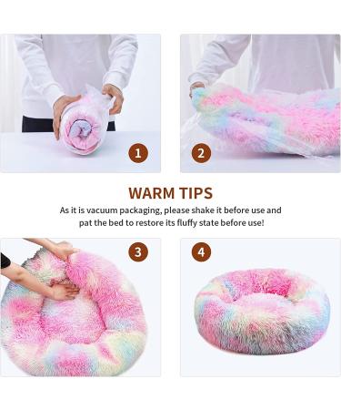 BEAUTYHB Calming Dog and Cat Bed - Anti Anxiety Round Fluffy Bed for Small, Medium, Large Pets - Warm & Washable - 24'' Medium Size - Dark Blue - Buy Online on GoSupps.com