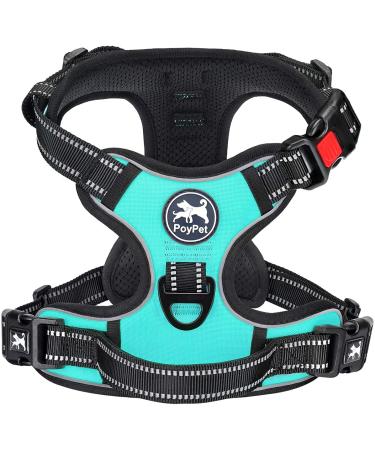 POPOT No pull dog harness front reflective pet vest for dogs with simple control handle and back perfect for daily training walking running (mint blue l) l mint blue