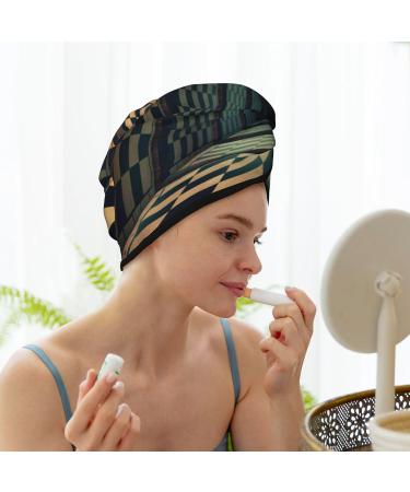 3D Abstract Chess Board Microfiber Hair Towel for Women | Soft Super Absorbent & Quick Dry Coral Velvet Wrap for Long Curly Thick Hair - Buy Online on GoSupps.com