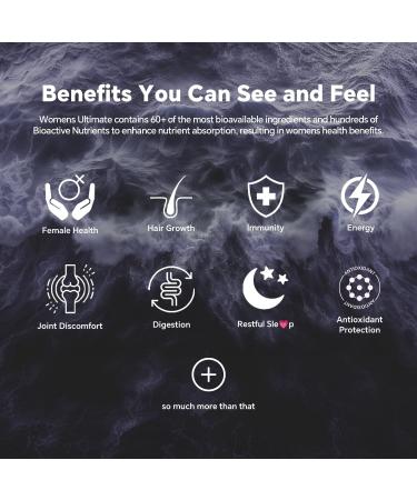 Multivitamin for Women AM & PM - Melatonin Free with w/Algae Calcium Omega-3 Vitamin D3K2 Magnesium for Energy & Relaxation Rest Skin Hair Support - Sugar Free 24-Hour Support Vegan 120 Count - Buy Online on GoSupps.com