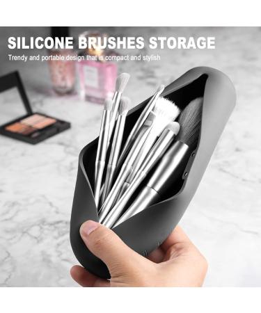 Fvion Travel Make-Up Brush Holder | Silicone Cosmetics Organizer | Portable Makeup Brush Pocket (Brown/Gray) | Ideal for Travel - Buy Online on GoSupps.com