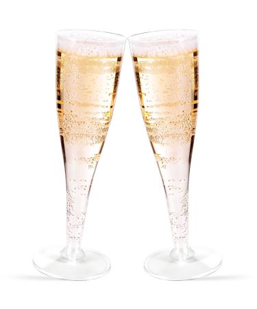 TENYASEN 30 Pack Clear Plastic Champagne Flutes for Parties, 5 Oz Disposable Plastic Toasting Glasses, Plastic Champagne Glasses for Party & Wedding & Birthdays