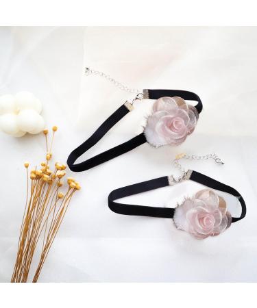 Oralgos Furry Ball Flower Necklace - Velvet Adjustable Collarbone Chain - Light Fabric Jewelry for Elegant Looks - Buy Online on GoSupps.com