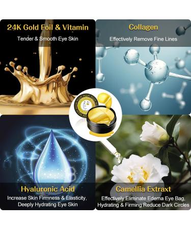 MOKYDUO 24K Gold Collagen Eye Patches for Dark Circles & Puffiness - 30 Pairs | Anti-Wrinkle, Moisturizing Eye Mask for Women - Buy Online on GoSupps.com
