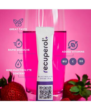 Recuperol Electrolyte Powder 80 Sachets - Hydrate & Recover with Zinc, Vitamin C, B12, D3, Potassium - Orange & Mixed Berry Variety Bundle - Buy Online on GoSupps.com