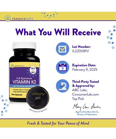 Buy InnovixLabs Full Spectrum Vitamin K2 - 90 Capsules for Optimal Health - Buy Online on GoSupps.com