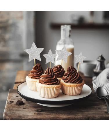 36Pcs Star Cupcake Toppers Glitter Silver Cupcake Picks Little Star Cake Toppers for Kids Birthday Baby Shower Wedding Anniversary Bridal Shower Party Cake Decorations Supplies 3 Size - Buy Online on GoSupps.com