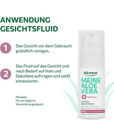  Alkmene alkmene Aloe Vera Face Fluid with Hyaluronic Acid 2 Pack 50ml - Aloe Vera Face Gel for Normal to Dry Skin - Vegan Moisturizing Cream - Buy Online on GoSupps.com
