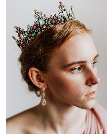 SWEETV Baroque Queen Crown - Rhinestone Wedding Tiara for Women - Gemstone Costume Party Hair Accessory - Buy Online on GoSupps.com