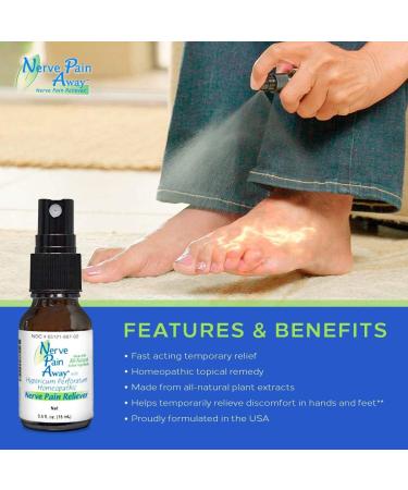 Nerve Pain Away Homeopathic Topical Spray - Temporary Relief for Hands & Feet - Buy Online on GoSupps.com