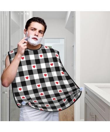 Plaid Heart Beard Bib - Valentine's Day Grooming Cloth Non-Stick Beard Hair Catcher & Salon Apron for Men | Perfect Gifts - Buy Online on GoSupps.com