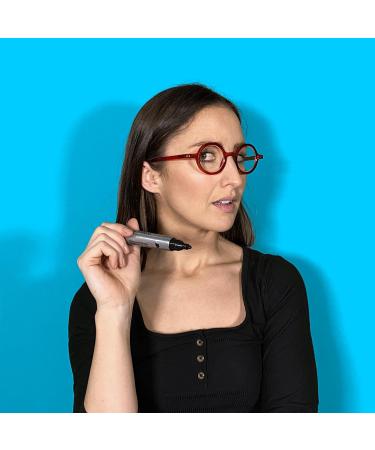 LONDON MOLE Round Reading Glasses in Transparent Red 2.0x - Stylish Men's Women's Unisex Cool Readers with Spring Hinges - Buy Online on GoSupps.com