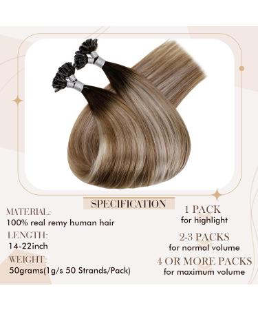 Hetto Balayage Bonding Extensions - Real Remy Hair 50g 14 Inch - Dark Brown Ash Brown & Blond Mix | Premium Hair Solutions - Buy Online on GoSupps.com